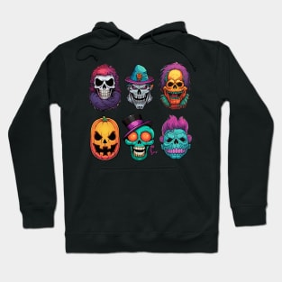 Scary Halloween Faces, Skulls and Pumpkins Hoodie